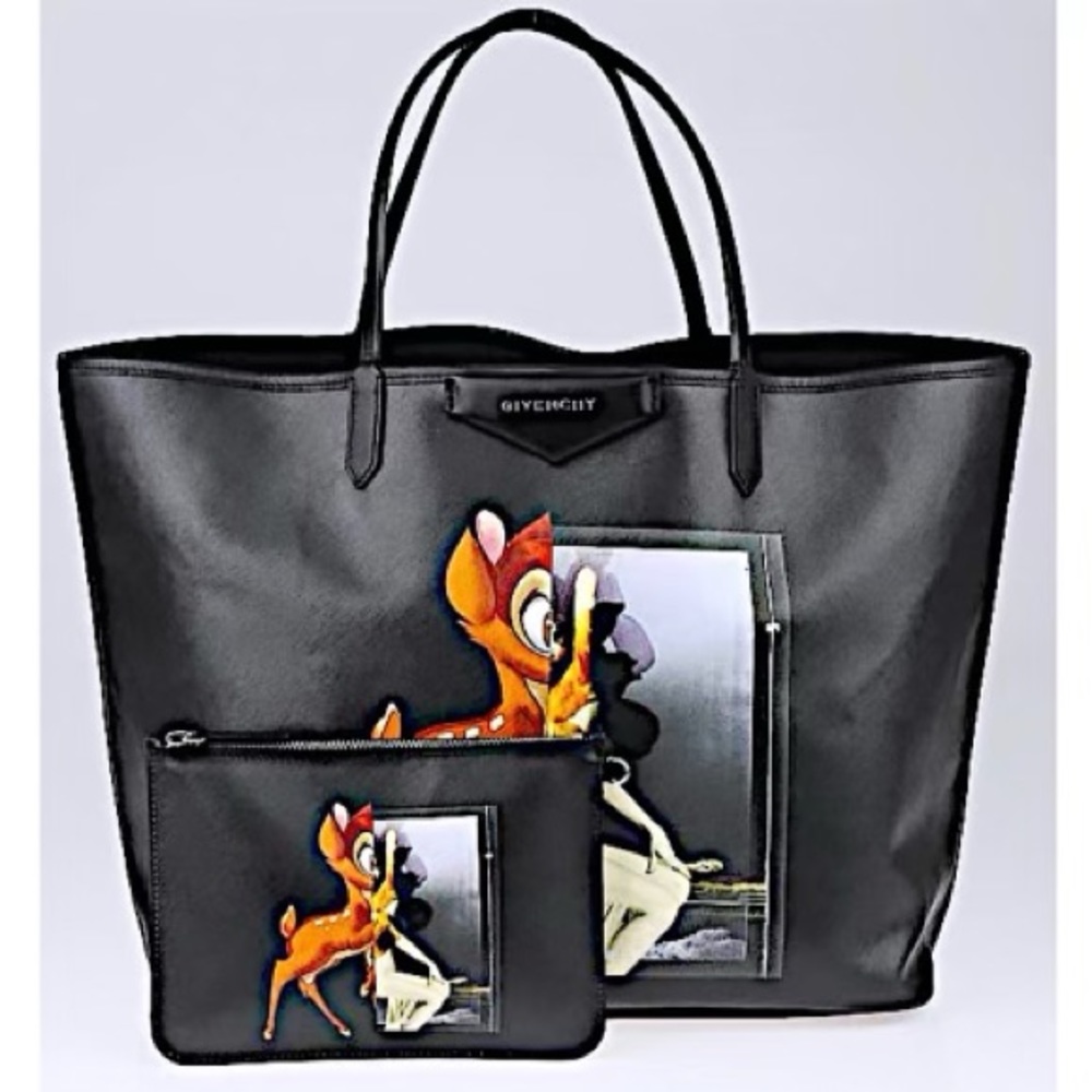 Authentic Givenchy 14 AW Coated Canvas Large Bambi Antigona Tote